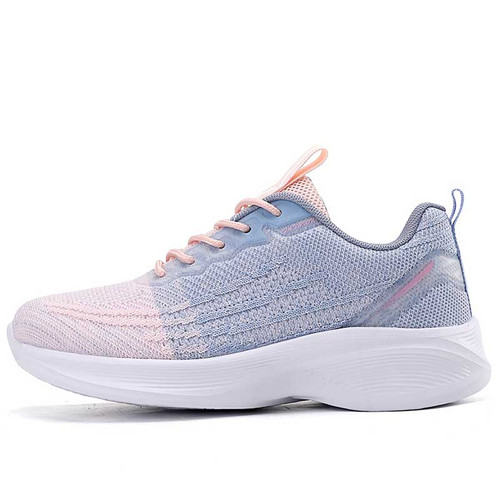 Women's pink flyknit stripe texture casual shoe sneaker 01